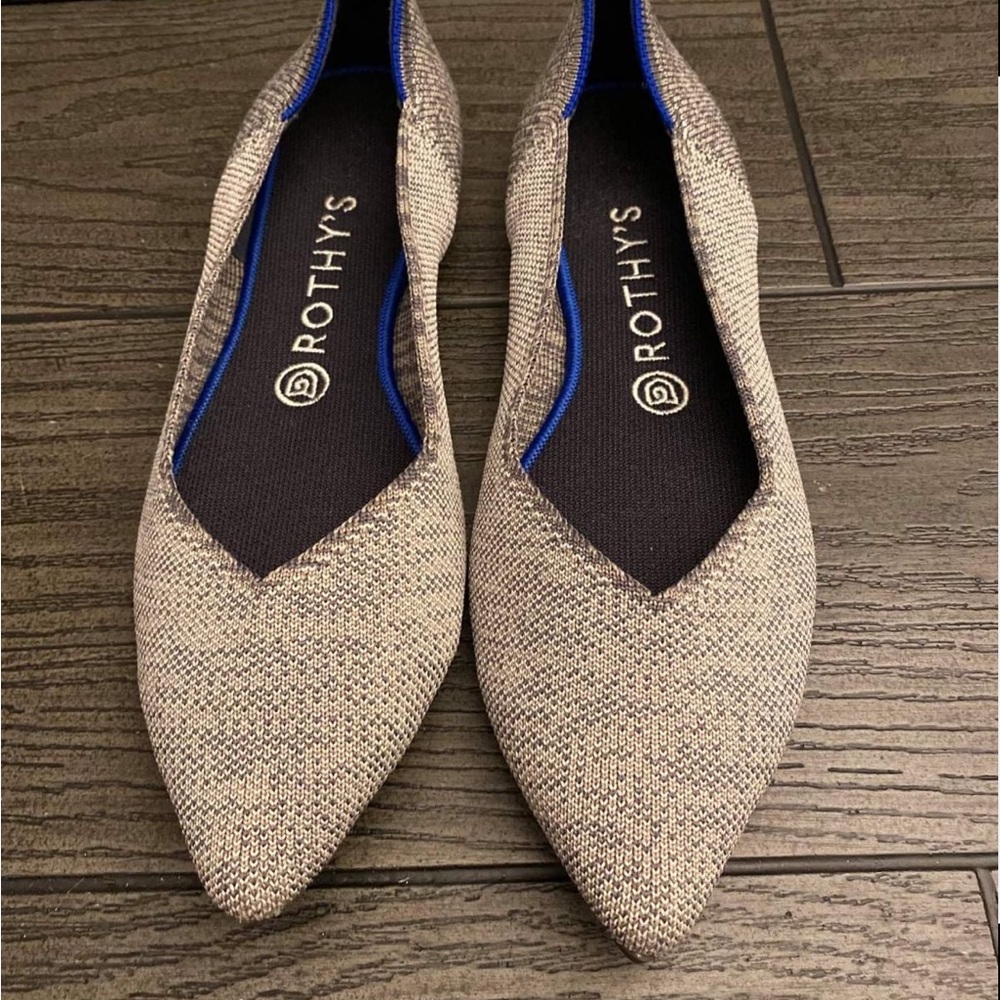 Rothy's Heather Light Gray Taupe Point Flat (9.5)